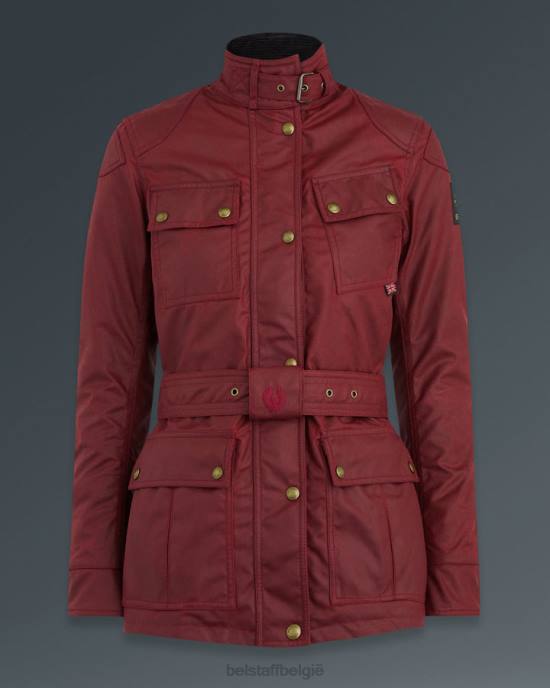kleding gewaxt katoen racerood Trimaster motorjas vrouwen Belstaff 624D529