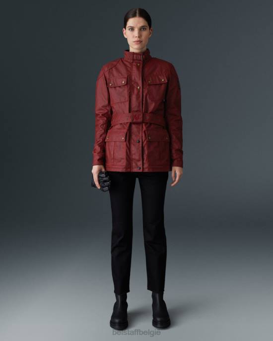 kleding gewaxt katoen racerood Trimaster motorjas vrouwen Belstaff 624D529
