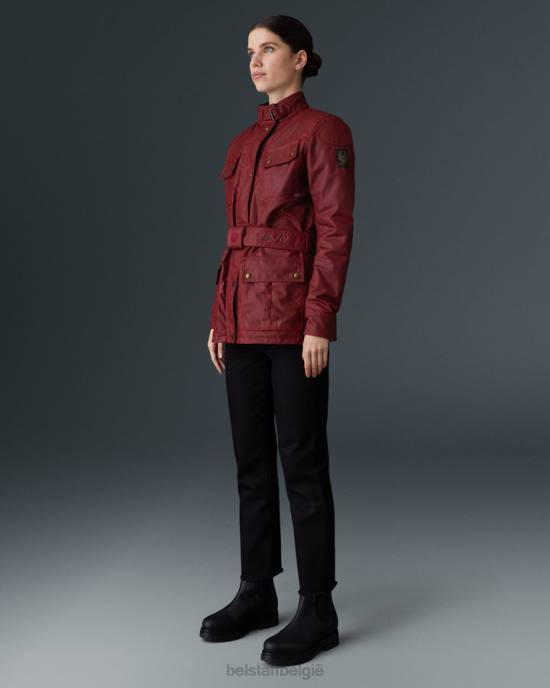 kleding gewaxt katoen racerood Trimaster motorjas vrouwen Belstaff 624D529