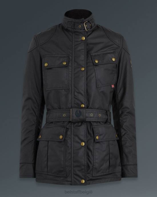 kleding gewaxt katoen zwart Trimaster motorjas vrouwen Belstaff 624D525