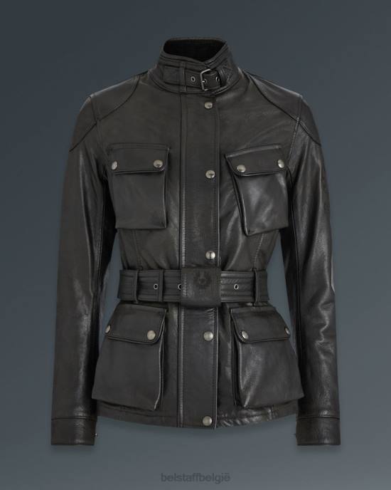 kleding handgewaxt leer antiek zwart Trimaster motorjas vrouwen Belstaff 624D528