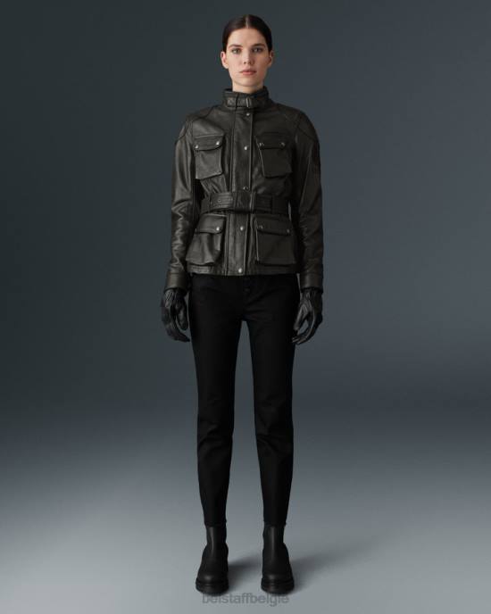 kleding handgewaxt leer antiek zwart Trimaster motorjas vrouwen Belstaff 624D528