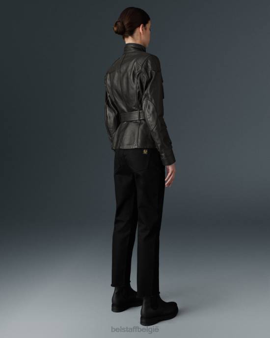 kleding handgewaxt leer antiek zwart Trimaster motorjas vrouwen Belstaff 624D528