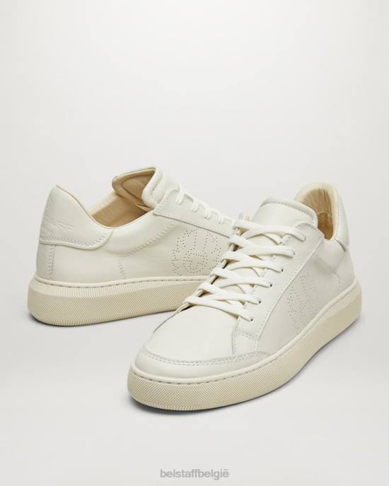 schoen glad leer schoon wit lage sneakers volgen vrouwen Belstaff 624D524