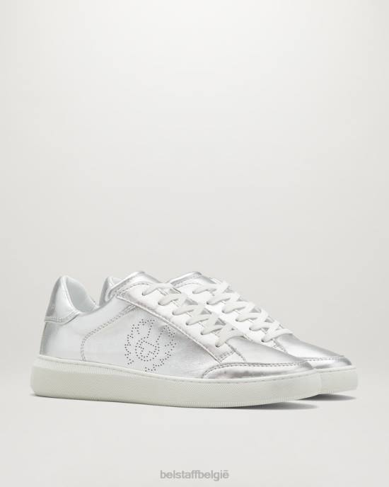 schoen glad leer zilver lage sneakers volgen vrouwen Belstaff 624D522